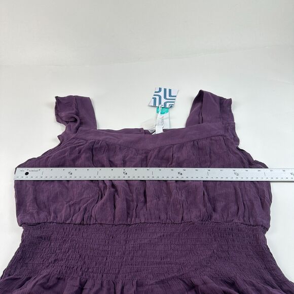 MARKET & SPRUCE Sleeveless Smocked Top XXL Burgundy Purple Boho Flutter Sleeve - Picture 7 of 10